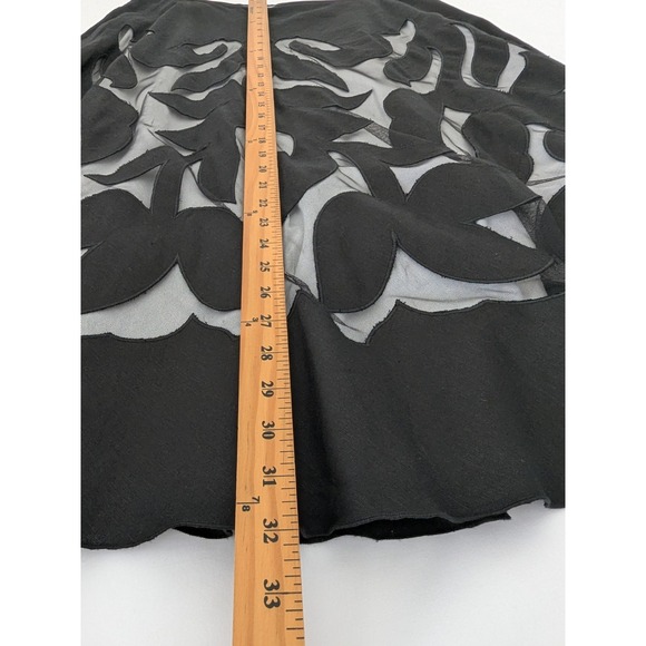 NIC+ZOE Special Edition Secret Garden Linen Blend Mesh Black Midi Skirt Size 16 - Picture 7 of 8